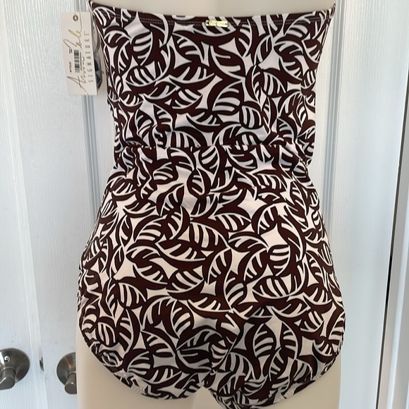 ANNE COLE SIGNATURE COLLECTION ONE PIECE SWIMSUIT BROWN AND WHITE SIZE 14 - Picture 10 of 15